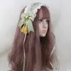 Fofa Estilo Japonês Menina Doce Lolita Menina Coração Borla Faixa de Cabelo Doce Lolita Feito à Mão Renda Laço Acessórios de Cabelo