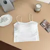 Sutiã camisola sem costura de seda gelada com costas nuas para mulheres, novo estilo primavera/verão, bojo fixo de peça única, top curto refrescante