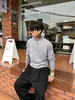 Suéter de Punto Negro Estilo Old Money con Cuello Semi Alto para Hombre, Versión Coreana de Invierno, Prenda Base Cálida de Gama Alta