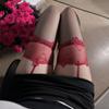Meias de seda sensual com laço de amor e renda pura, cruzando os joelhos, pretas, de seda, paixão, femininas, 3173