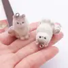 Resina Flocada Fofo Tridimensional Comendo Peixe Gatinho Chaveiro Pingente Carro Chaveiro Pingente Bolsa Pingente Atacado