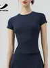 Camiseta de Running de Manga Corta con Sensación de Segunda Piel para Mujer, Corte Ajustado, Adelgazante, Manga Corta Redonda para Deporte, Ropa de Fitness, Ropa de Yoga, Directo de Fábrica