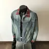 Chaqueta de Mezclilla Patchwork Falsa de Dos Piezas para Hombre Otoño Retro Americano Cuello Solapa Estilo Urbano de Alta Gama Chaqueta de Trabajo
