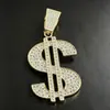 Pingente Símbolo de Dólar Full Diamond Hip-Hop Europeu e Americano Corrente Cubana Unissex Marca Tendência Acessórios de Rap Direto do Fabricante