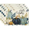 Mantel Individual de Cosecha de Otoño para Acción de Gracias con Estampado de Calabaza y Hoja de Arce, Mantel de Tela Aislante, Mantel Decorativo de Mesa para el Hogar Transfronterizo