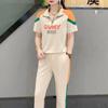 Traje deportivo casual para mujer de manga corta 2023 Verano nuevo estampado de letras estilo occidental adelgazante pantalones de moda traje de mujer