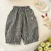 2026 Novas Calças Plaid Balão Retrô Japonesas para Meninas, Calças Lanternas Casuais Largas, Cintura Elástica, Calças Versáteis