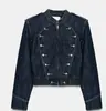 Ropa europea y americana para mujer transfronteriza, bestseller de AliExpress, chaqueta vaquera informal de moda estilo francés con decoración de botones