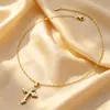 Collar cruz de circón clásico de moda transfronteriza para mujer, accesorio de cadena para clavícula de diseño de nicho de lujo ligero de verano