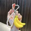 Pingente de chaveiro de corrente de pérolas com espiga de milho, chaveiro fofo de milho para casais, chaveiro para carro e bolsa