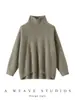Nuevo Suéter de Punto Grueso con Cuello Alto 100% Cachemira Estilo Perezoso Otoño/Invierno 2025 para Mujer, Suéter de Cachemira Cepillado de Color Sólido