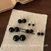 Pendientes de Plata de Ley s925 ~ Ágata Negra Estilo Coreano Ins Frescos de Moda Temperamento Versátil Nicho Pendientes de Diseño de Alta Gama