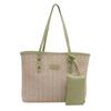 Bolsa Tote Simples de Estilo Coreano Novo de Primavera e Verão com Costura em Cores Contrastantes Versátil Tecida de Grande Capacidade para Deslocamento Ombro Transversal