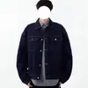Chaqueta de mezclilla desgastada lavada para hombre, estilo retro simple, adecuada para ir al trabajo, corte holgado, a la moda, moderna, genial y versátil chaqueta casual