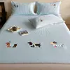Dibujo Animado Perro Azul Waffe Set de Tres Piezas Esterilla de Seda Helada Gorro de Cama Esterilla con Bordado para Aire Acondicionado Lavable a Máquina Plegable