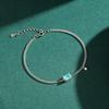 Modian Estilo Japonés y Coreano Plata de Ley S925 Imitación Turmalina Paraíba Pulsera para Mujer Moda Versátil Ins Pulsera de Cristal