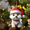 Colgante de perro de dibujos animados plano de acrílico transfronterizo nuevo para árbol de Navidad decoración de árbol de Navidad colgante llavero lindo