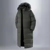 Nueva chaqueta de plumón de invierno cálida con cremallera bidireccional para parejas, para hombres y mujeres, estilo largo casual, hasta la rodilla, con capucha, engrosada, versión coreana