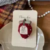 Nuevo Estilo Coreano Dulce Rojo Dibujos Animados Pasador Tela Niños Lado Roto Flequillo Clip Accesorios para el Cabello de Niña Hechos a Mano