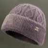 Sombreros para mujeres de mediana edad y ancianas otoño e invierno madre más terciopelo cálido gorro de lana de punto abuela anciana jersey gorro de algodón