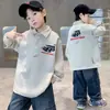 Sudadera para Niños Primavera y Otoño 2026 Estilo Nuevo para Niños Mayores, Top de Calle de Moda, Polo Elegante de Manga Larga para Niños de Otoño
