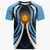 2026 Nova Camisa de Futebol da Argentina Impressa em 3D de Venda Quente Transfronteiriça Manga Curta Esportiva Masculina Solta Respirável de Secagem Rápida
