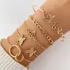 Pulsera de Perlas con Forma de Corazón y Estrella Transfronteriza Europea y Americana, Pulsera Geométrica de Triángulo de Moda para el Trabajo, Pulsera Personalizada, Juego de 3 Piezas