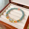 Pulsera de Cuentas de Fluorita Cristalina y Circonita Moda Lujo Ligero Pulsera de Gama Alta Temperamento de Nicho Joyería Versátil Venta al por Mayor