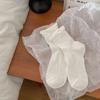 Calcetines Calcetines Cortos de Lolita para Niña Calcetines de Encaje de Lolita Medias de Verano Finas de Media Caña para Mujer Calcetines Arrugados Color Sólido