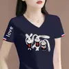 Camisetas de manga curta de marca para comércio exterior transfronteiriço com etiquetas removidas, camisas da moda e estilosas para mães de meia-idade