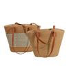 Bolsa de playa de verano de alta gama, estilo nuevo, gran capacidad, bolso de hombro tejido, bolsa de mimbre de paja, cesta de verduras, bolsa tipo cubo