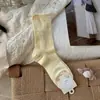 Meias Songmu de Malha com Bolinhas e Flocos de Neve para Mulheres, Meias de Cano Médio, Renda com Babados de Algodão, Estilo Coreano