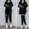 Conjunto de Moda Tallas Grandes para Mujer, Atuendo Deportivo Casual de Verano, Talla Grande 100 kg Elegante Conjunto de Dos Piezas Holgado de Manga Corta en Blanco