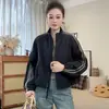 Elegante y estilosa chaqueta corta de cuello alto para mujer, nueva colección de otoño, talla petite, chaqueta casual con cremallera, moderna y versátil
