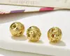 Pulseira Colar de Liga Metálica Dourada Retro com Recorte Redondo Esfera 8-9mm Contas Perfuradas Acessórios para Joias DIY Contas com Furo Reto
