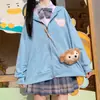 Sudadera gruesa con forro polar para mujer, estilo otoño e invierno, cárdigan retro americano hiphopins, chaqueta nicho de diseño único