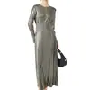Vestido Feminino de Primavera Novo Plissado Miyake com Bronzeamento Longo de Alta Qualidade Europeu e Americano Vestido Saia para Exportação para Mulheres