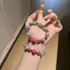 Pulsera de una sola hebra de Calcedonia Natural Multi-Tesoro Cristal de Siete Colores Flor de Resina Lapislázuli Amazonita Amatista Uva Tapa de Leche