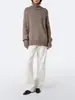 TR Moda Otoño/Invierno Estilo Casual de Moda Suéter Cálido Holgado Cuello Alto Mezcla de Cachemira Tejido