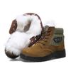 Zapatos de protección laboral de invierno al por mayor para hombre, zapatos de trabajo de punta cerrada, lana, 40 grados cálidos, a prueba de frío, anti-aplastamiento, anti-arañazos, cuero de vaca, zapatos acolchados de algodón para hombre