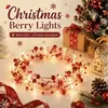 Luces LED de cadena de cuentas de frutos rojos transfronterizas, luces decorativas de cuerda de cáñamo con enredadera de hojas verdes, tiras de luces decorativas para árbol de Navidad