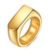 Anillo de Acero Inoxidable Liso con Forma de Rombo de 9 mm con Logo Láser, Venta Caliente Transfronteriza Europea y Americana, Personalizado, Sencillo y Elegante, Al por Mayor