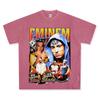Camiseta de manga curta com estampa de hip hop retrô transfronteiriça Eminem emineem lavada solta gola redonda pesada decote pequeno