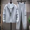 Traje Casual Transfronterizo para Hombre Primavera y Otoño Ropa Deportiva Conjunto de Dos Piezas Moda Coreana Chaqueta Abrigo Tendencia en Vivo