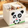 Caja de Almacenamiento de Juguetes para Niños Bordada de Dibujos Animados, Cesta de Almacenamiento Plegable de Tela Lavable, Caja de Almacenamiento tipo Gabinete de Malla de Gran Capacidad