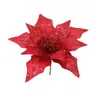 Flor Artificial de Tela de 29 cm Flor de Lentejuelas Arreglo Floral Navideño Adornos Decorativos Guirnalda Navideña Decoraciones de Ratán