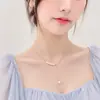Japonês e coreano ins requintado colar de pingente de pérola para mulheres para todos os jogos cadeia de suéter simples artesanal frisado longo nicho colar