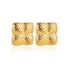 Brinco Stud Geométrico Listrado de Aço Inoxidável Ouro 18K Europeu e Americano Transfronteiriço Brincos de Rosca Oval Quadrados Plissados Joias para Orelha