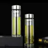 Tapa de apertura con un botón vaso de apertura rápida vaso de vidrio de borosilicato vaso de separación de té y agua vaso de doble capa para negocios vaso para preparar té regalo de negocios