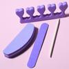 Set Embalaje Morado Nail Art Palo Naranja Transparente Dedo Partido Herramienta de Manicura Pieza de Madera Lima de Uñas Herramienta de Ayuda para Tienda de Nail Art